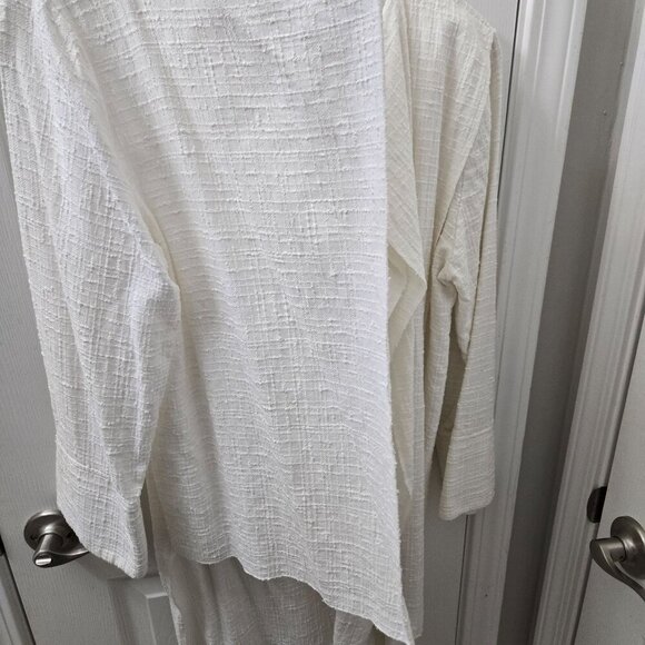 Calvin Tran‎ Cardigan M White Textured Open Front Long Waterfall Avant-garde - Picture 7 of 15